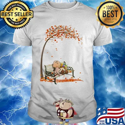 Charlie brown hug snoopy fall maple leaves shirt