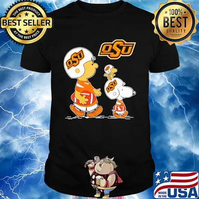 Charlie brown snoopy woodstock oklahoma state university football shirt
