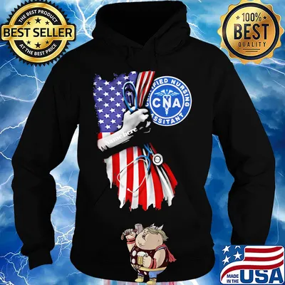 Cna name here stethoscope american flag independence day s Hoodie
