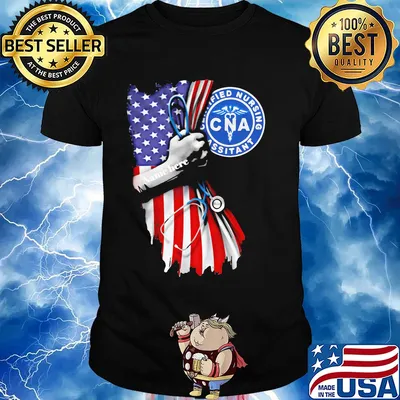 Cna name here stethoscope american flag independence day shirt