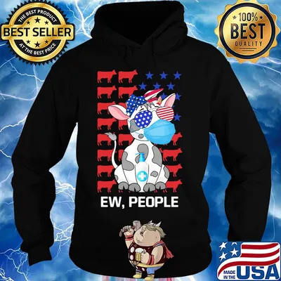 Cow mask hug soap ew people american flag independence day s Hoodie