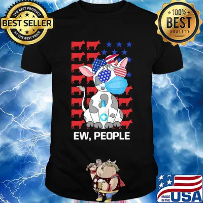 Cow mask hug soap ew people american flag independence day shirt