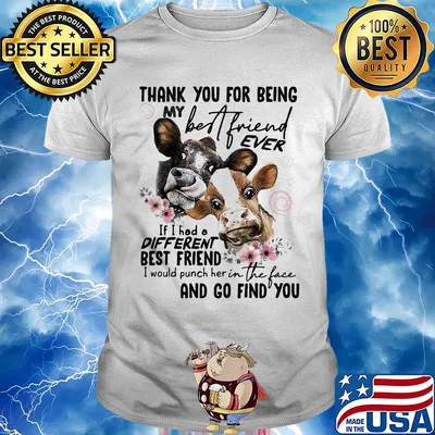 Cow thank you for being my best friend ever if I had a different best friend I would punch her in the face and go find you flowers shirt