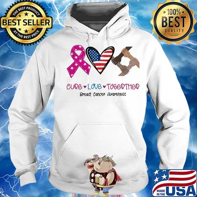 Cure love together breast cancer awareness American flag veteran Independence Day s Hoodie