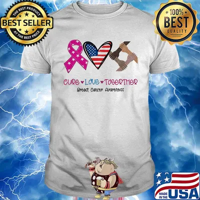 Cure love together breast cancer awareness American flag veteran Independence Day shirt