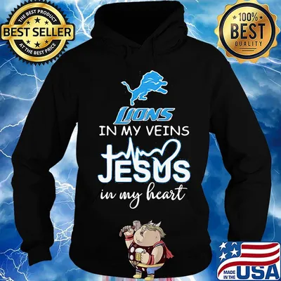 Detroit lions football in my veins jesus in my heart heartbeat s Hoodie