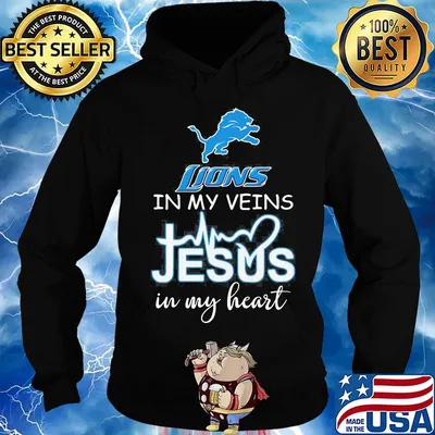 Detroit lions in my veins jesus in my heart heartbeat s Hoodie