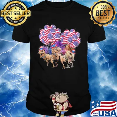 Dinosaur balloon american flag independence day shirt