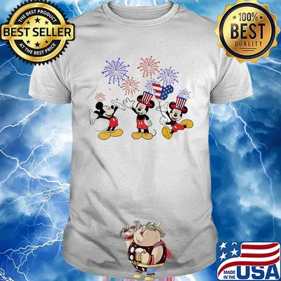 Disney mickey mouse heart firework american flag independence day shirt