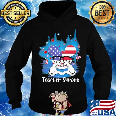 Disney mickey mouse teacher strong american flag independence day s Hoodie