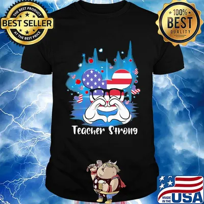 Disney mickey mouse teacher strong american flag independence day shirt
