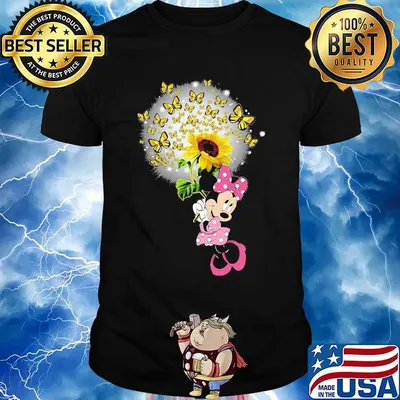 Disney minnie mouse holding sunflower butterflies shirt