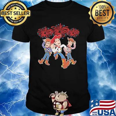 Disney pixar toy woody firework american flag independence day shirt