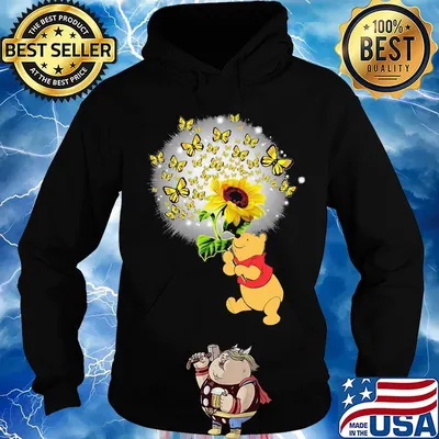 Disney pooh holding sunflower butterflies s Hoodie