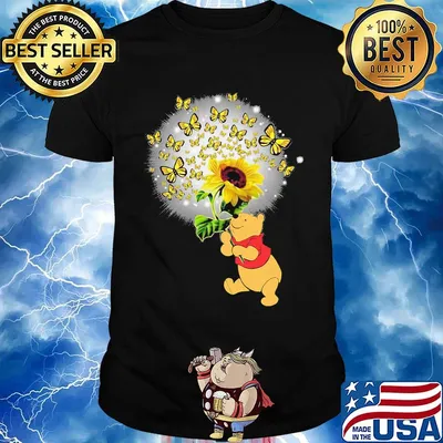 Disney pooh holding sunflower butterflies shirt