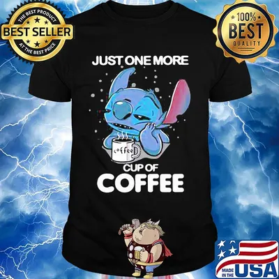 Disney stitch just one more cup of coffee shirt