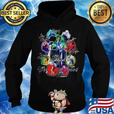 Disney villains cartoon characters signatures s Hoodie