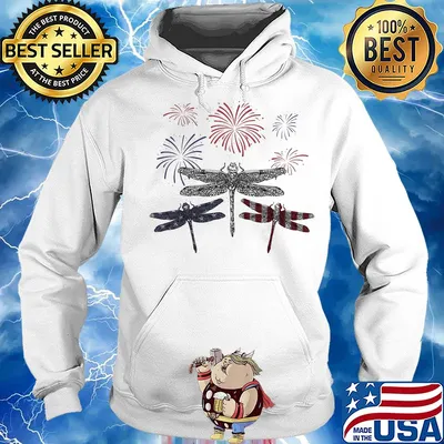 Dragonfly firework american flag independence day s Hoodie