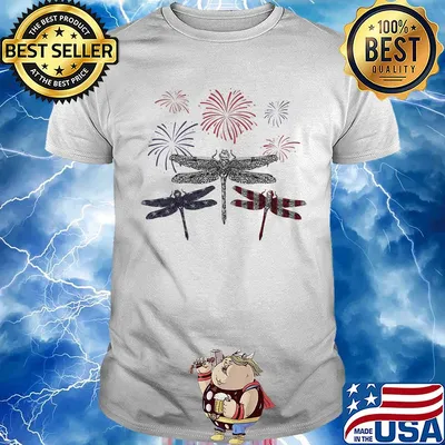 Dragonfly firework american flag independence day shirt