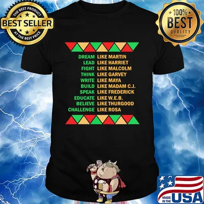 Dream like martin lead like harriet fight like malcolm think like garvey shirt