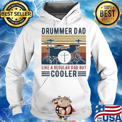 Drummer dad like a regular dad but cooler happy father's day vintage retro s Hoodie