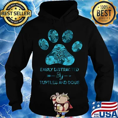 Easily Distracted By Turtles And Dogs Footprints Shirt Hoodie