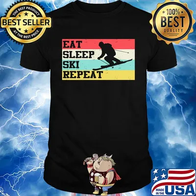 Eat sleep ski repeat vintage retro shirt