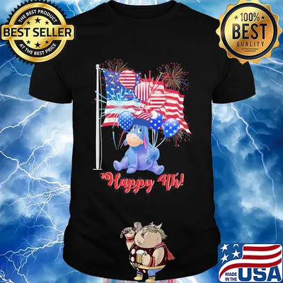 Eeyore donkey happy 4th firework american flag independence day shirt