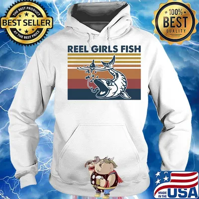 Fishing reel girls fish vintage retro s Hoodie