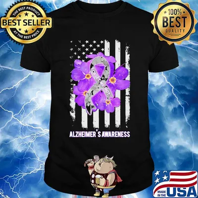 Forget me not alzheimer's awareness flowers american flag independence day shirt