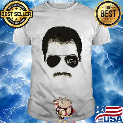 Freddie mercury face signature tee 1970s british rock band shirt