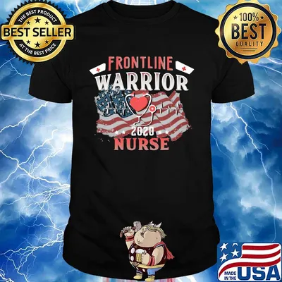 Frontline Warrior Nurse 2020 Ear Piece American Flag Independence Day Shirt