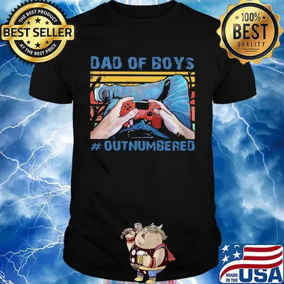 Gamer dad of boy outnumbered vintage retro shirt