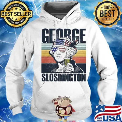 George sloshington drinking 4th of july independence day american flag vintage retro s Hoodie