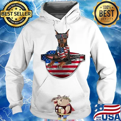 German pinscher waist pack flag american flag independence day s Hoodie