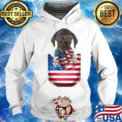 German shorthaired pointer pocket american flag independence day s Hoodie