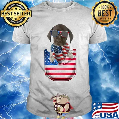 German shorthaired pointer pocket american flag independence day shirt