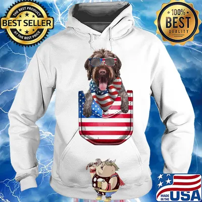 German wirehaired pointer pocket american flag independence day s Hoodie