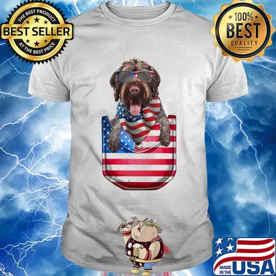 German wirehaired pointer pocket american flag independence day shirt