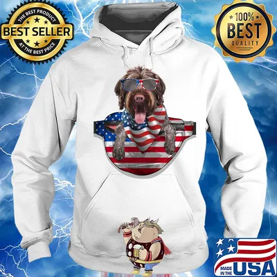 German wirehaired pointer waist pack american flag independence day s Hoodie