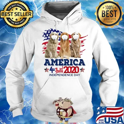 Golden retriever mask america 4 july of 2020 independence day s Hoodie