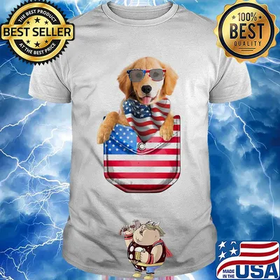 Golden retriever waist pack american flag independence day shirt