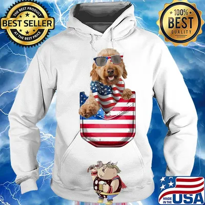 Goldendoodle pocket american flag independence day s Hoodie