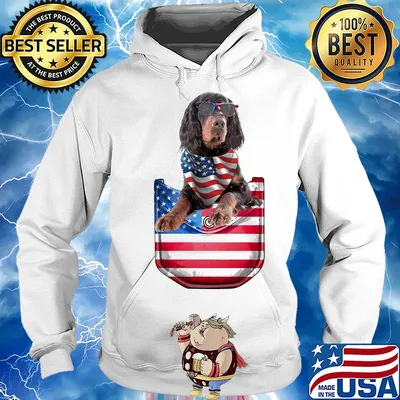 Gordon setter pocket american flag independence day s Hoodie