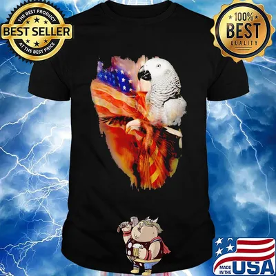 Grey Africa Parrot American Wings Independence Day Shirt