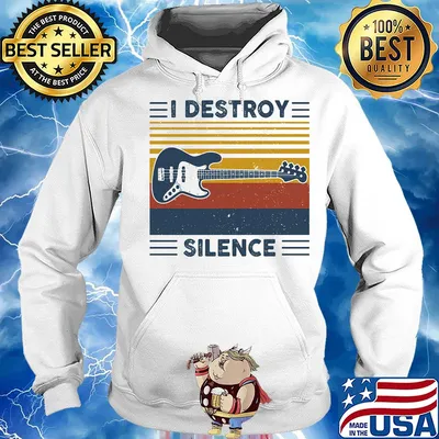Guitar I destroy silence vintage retro s Hoodie