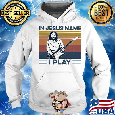 Guitar in jesus name I play vintage retro s Hoodie