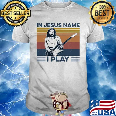 Guitar in jesus name I play vintage retro shirt