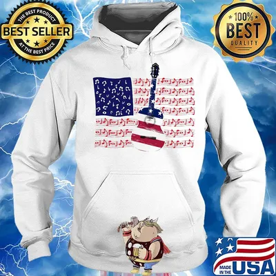 Guitar Music Note American Flag Independence Day Shirt Hoodie
