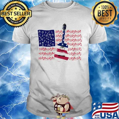 Guitar Music Note American Flag Independence Day Shirt